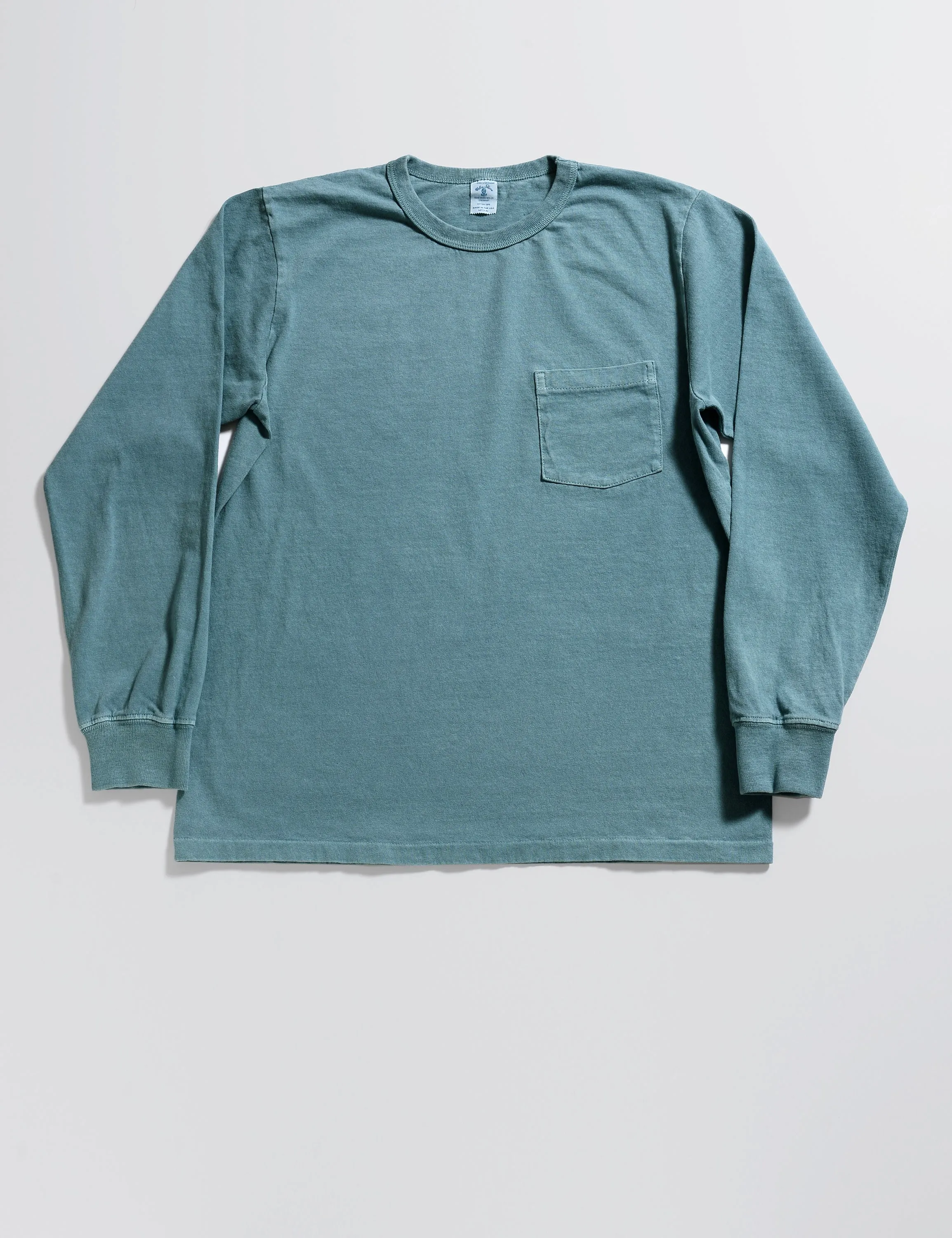 Pigment-Dyed Pocket Long Sleeve Tee in Stormy Sea