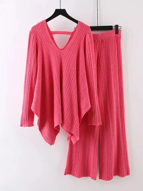 Pre Order:  Backless Sweater   Wide Leg Knit Set