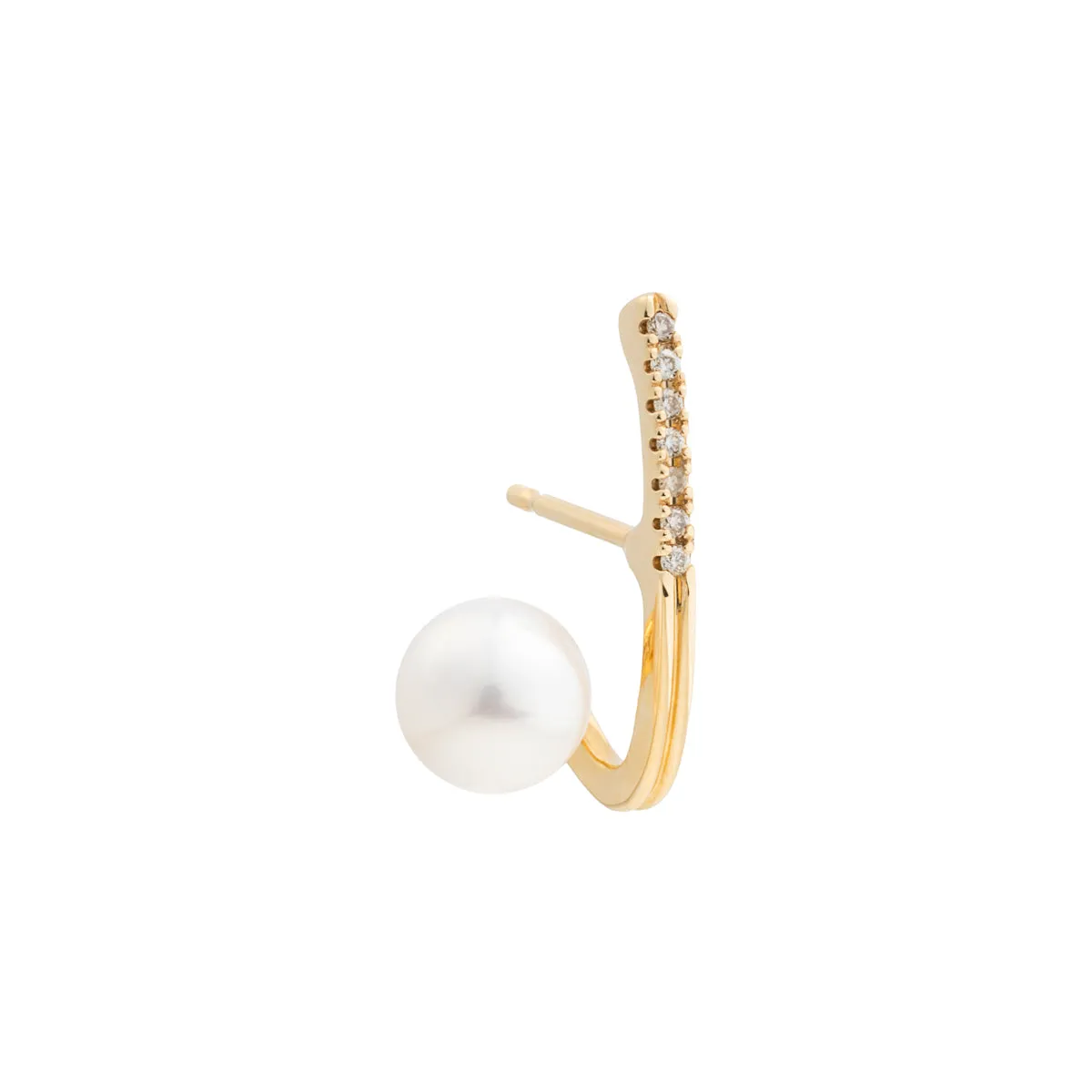 "Drosera"  Diamond Akoya Pearl Earring for Right ear