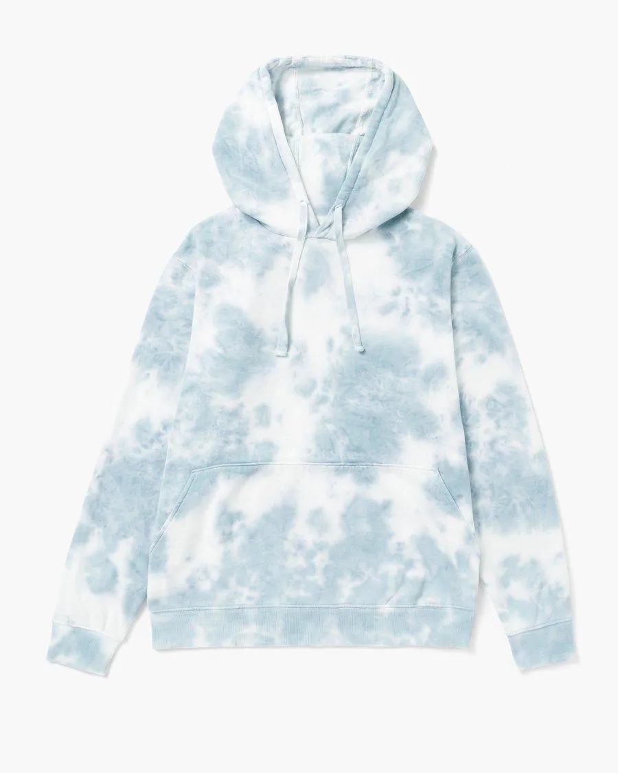 Recycled Fleece Pullover Hoodie (Blue Mirage Tie Dye)