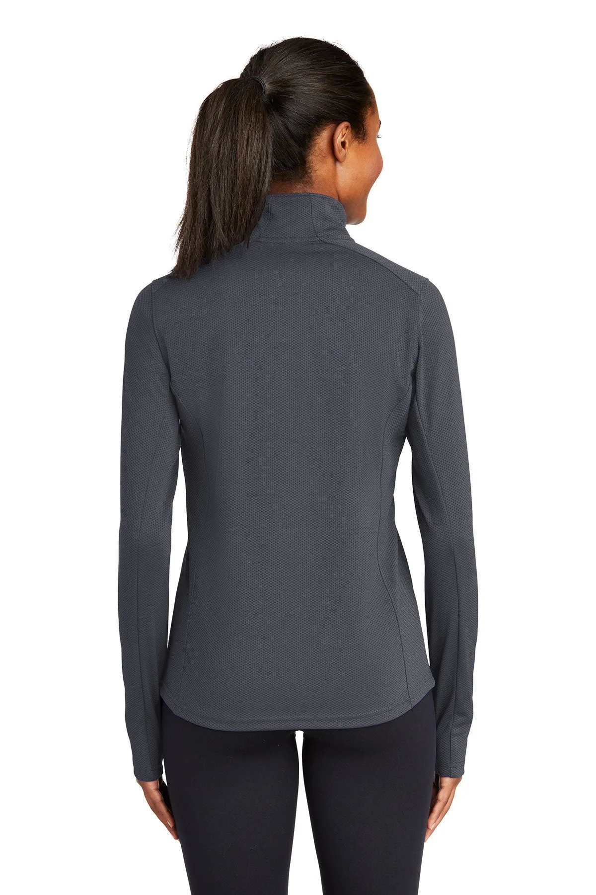 Sport-Tek Ladies Sport-Wick Textured Customized 1/4-Zip Pullovers, Iron Grey