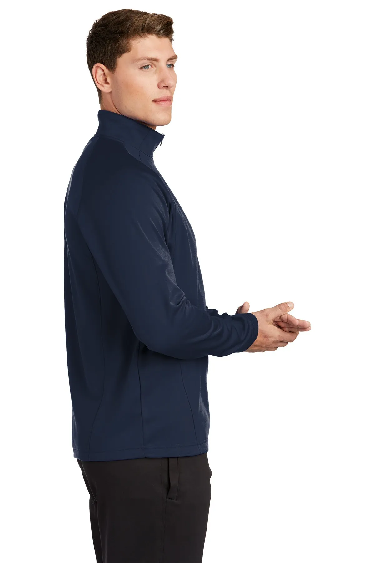 Sport-Tek Sport-Wick Fleece Customized 1/4-Zip Pullovers, Navy/Silver