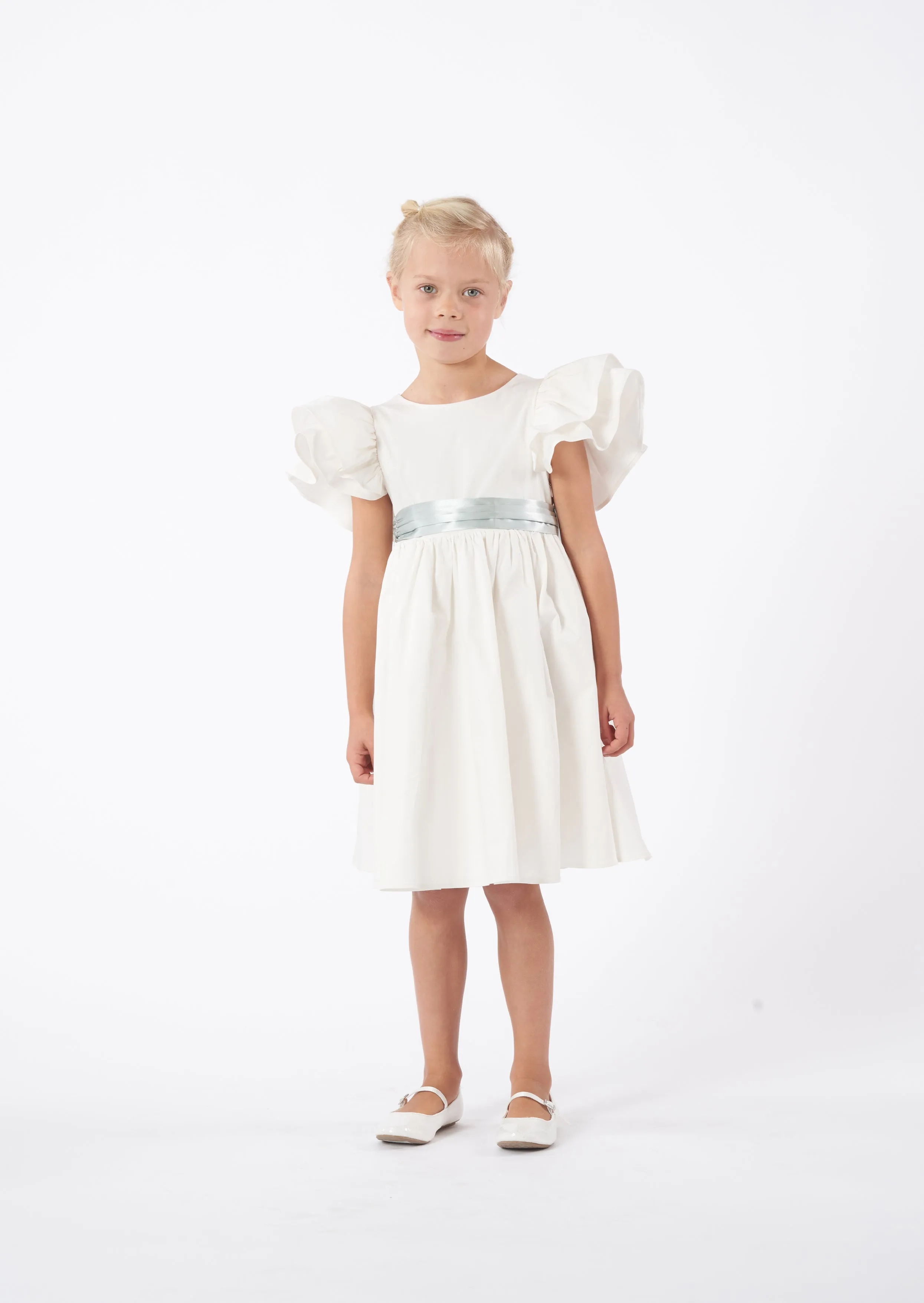 Sylvie Ruffle Dress with Sage Green Sash