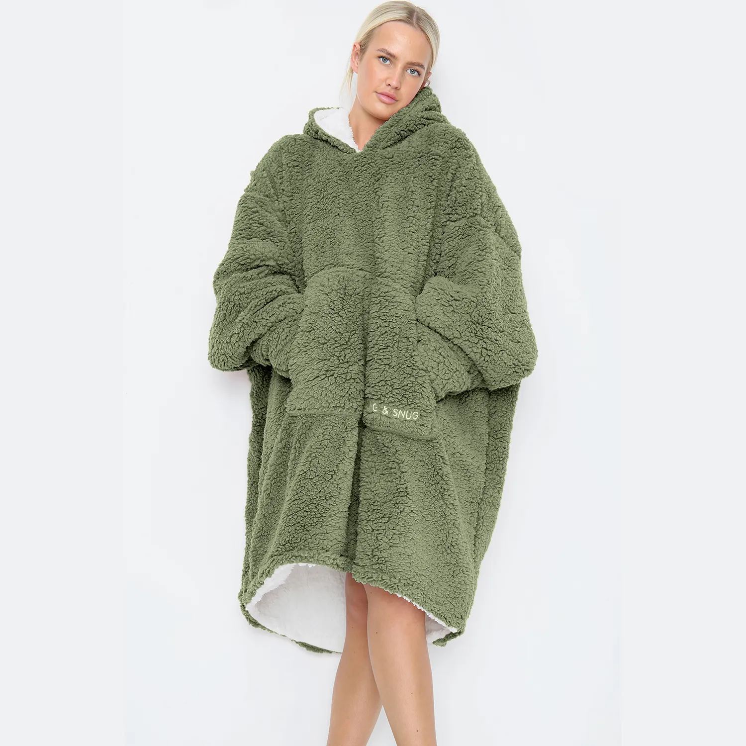 Teddy Hooded Blanket Green