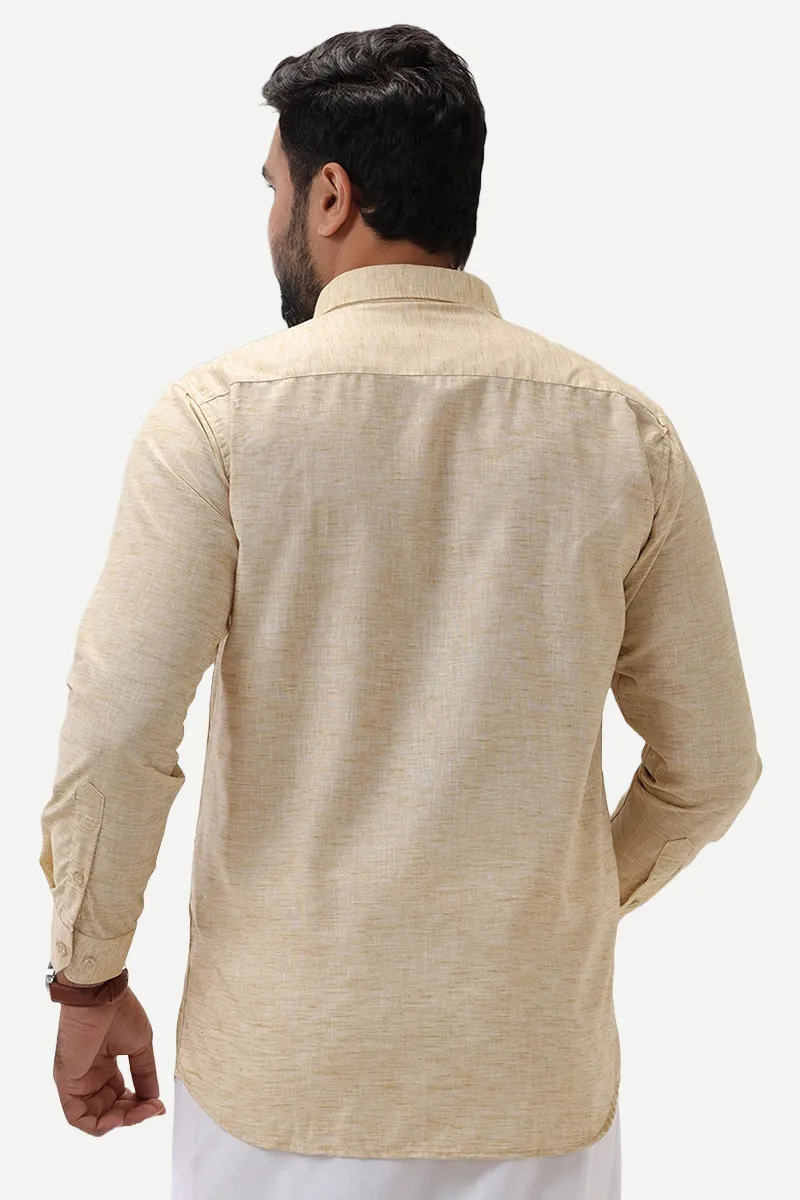 Thaksha - Yellowish Tan  Formal Shirts for Men | Uathayam