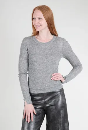 Tubular Cashmere Crewneck, Heather Gray