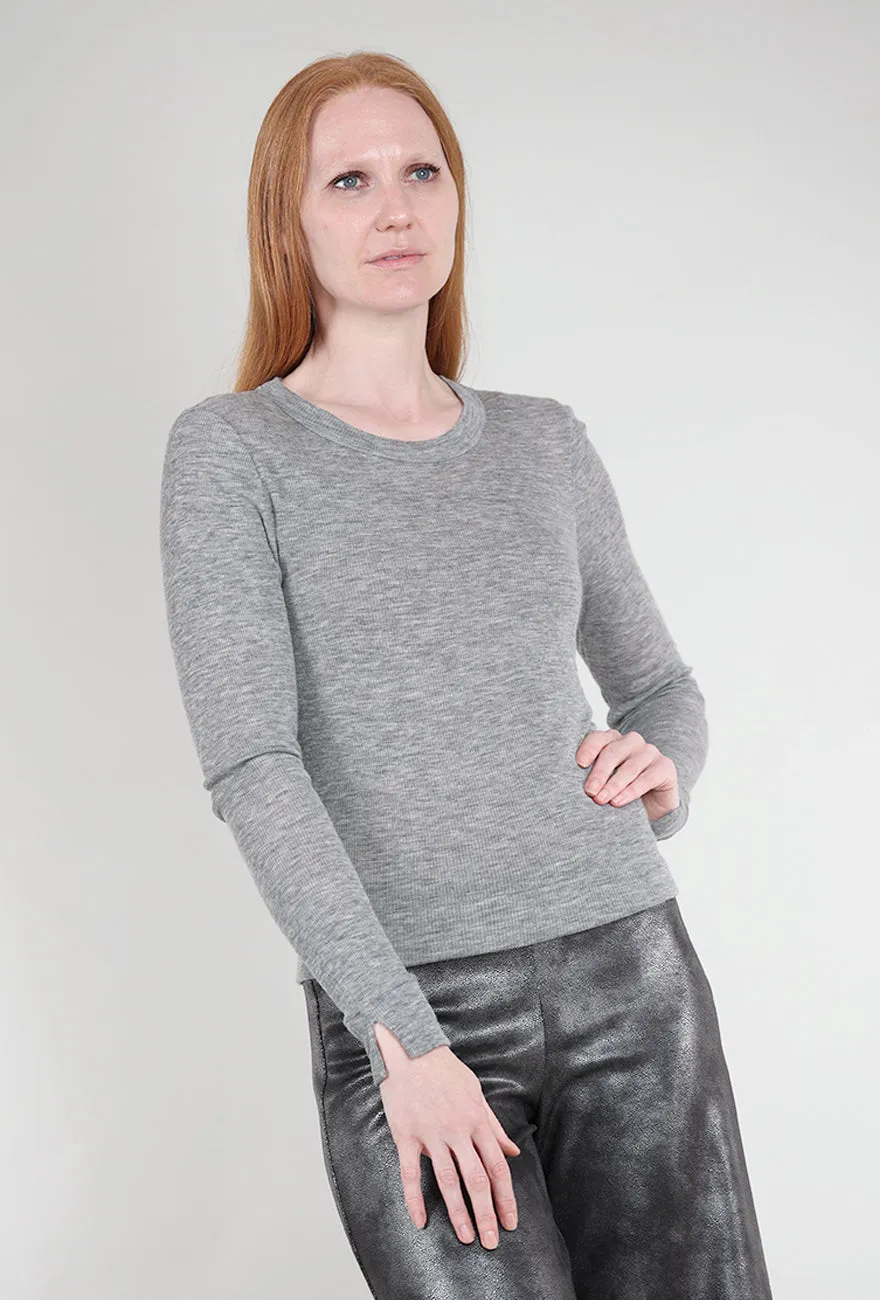 Tubular Cashmere Crewneck, Heather Gray