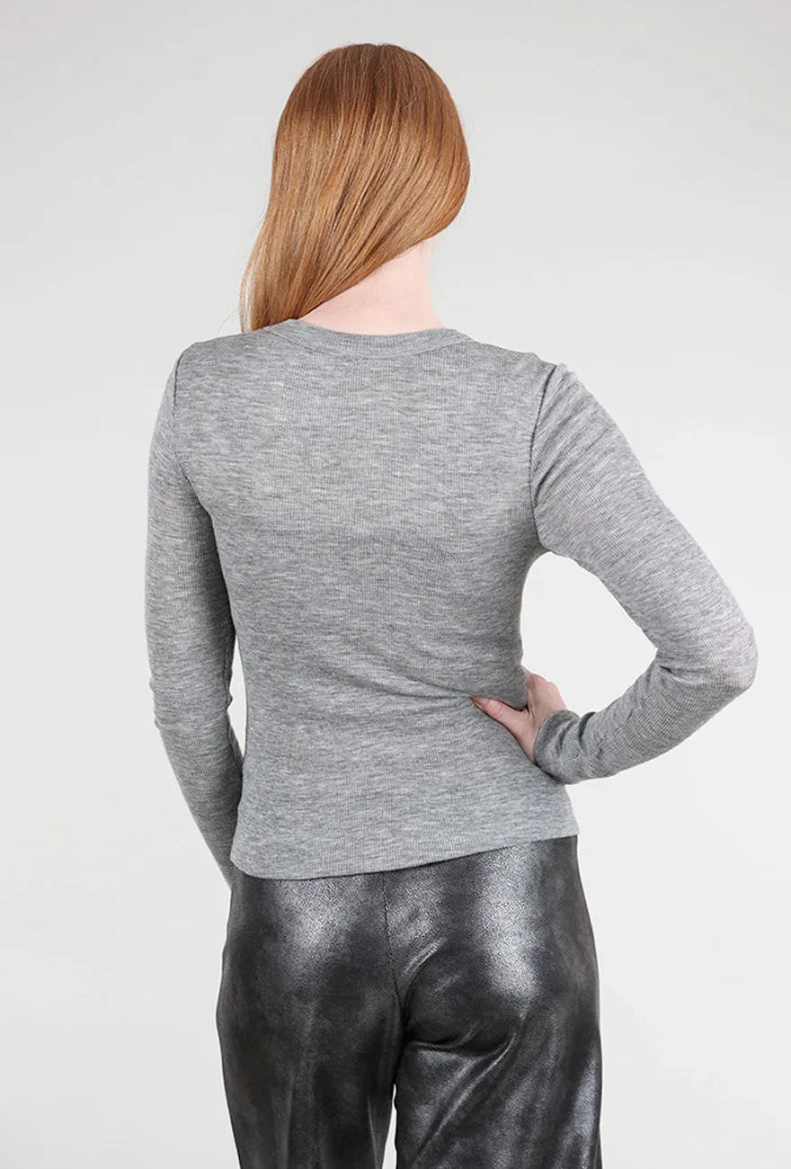 Tubular Cashmere Crewneck, Heather Gray