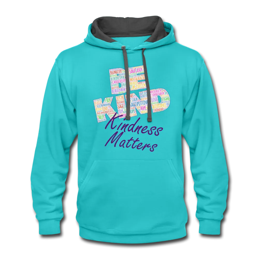 Unisex Adult Contrast Hoodie - Be Kind (WordCloud)