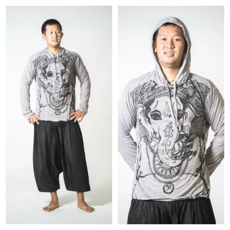 Unisex Big Face Ganesh Hoodie in Gray