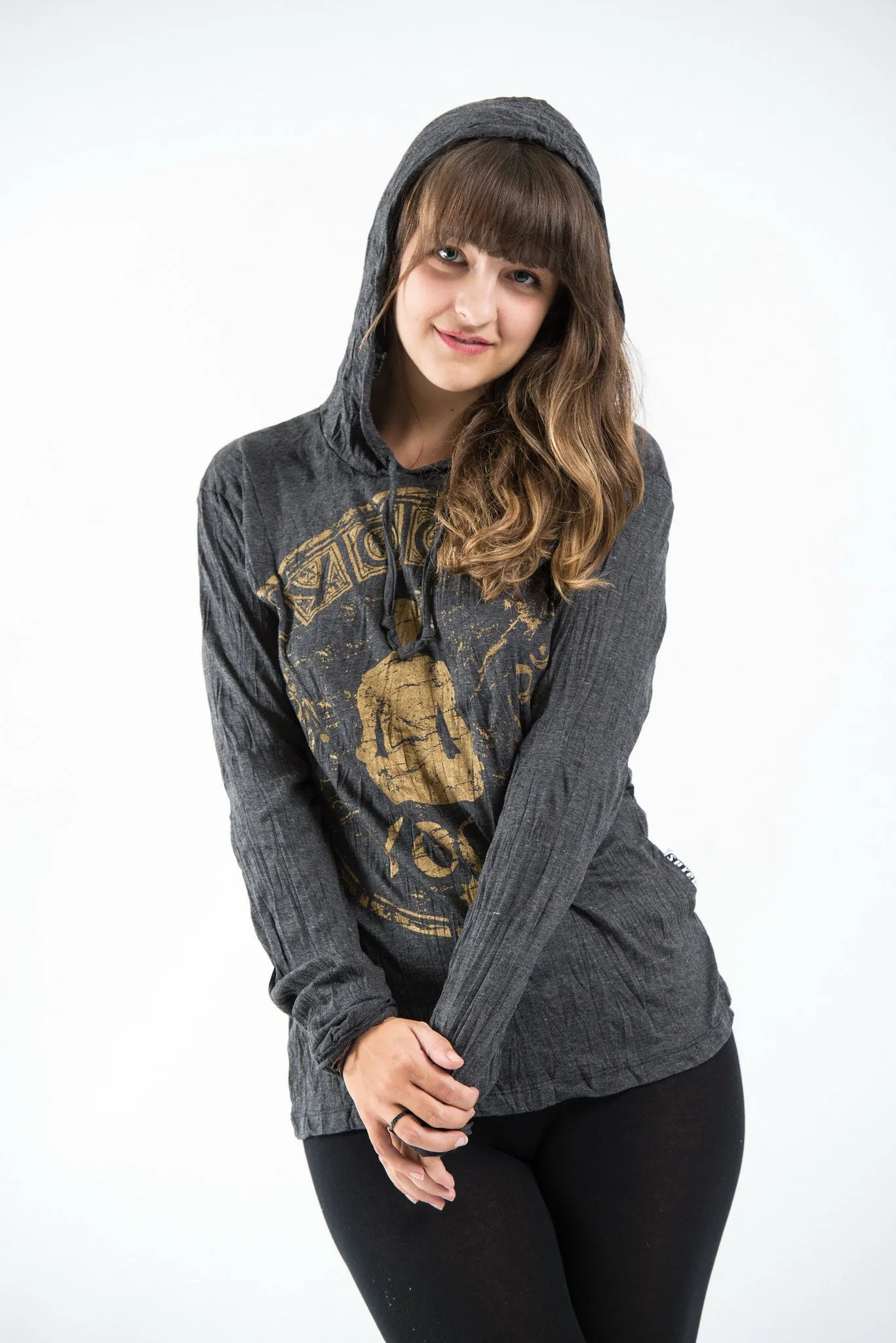 Unisex Infinitee Yoga Stamp Hoodie in Gold on Black