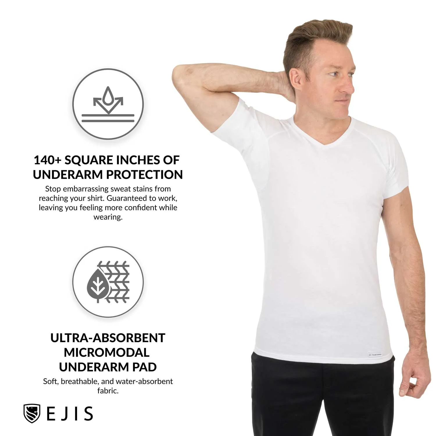 V-Neck Cotton Sweat Proof Undershirt For Men - Mix 9-Pack (5x White, 4x Grey)