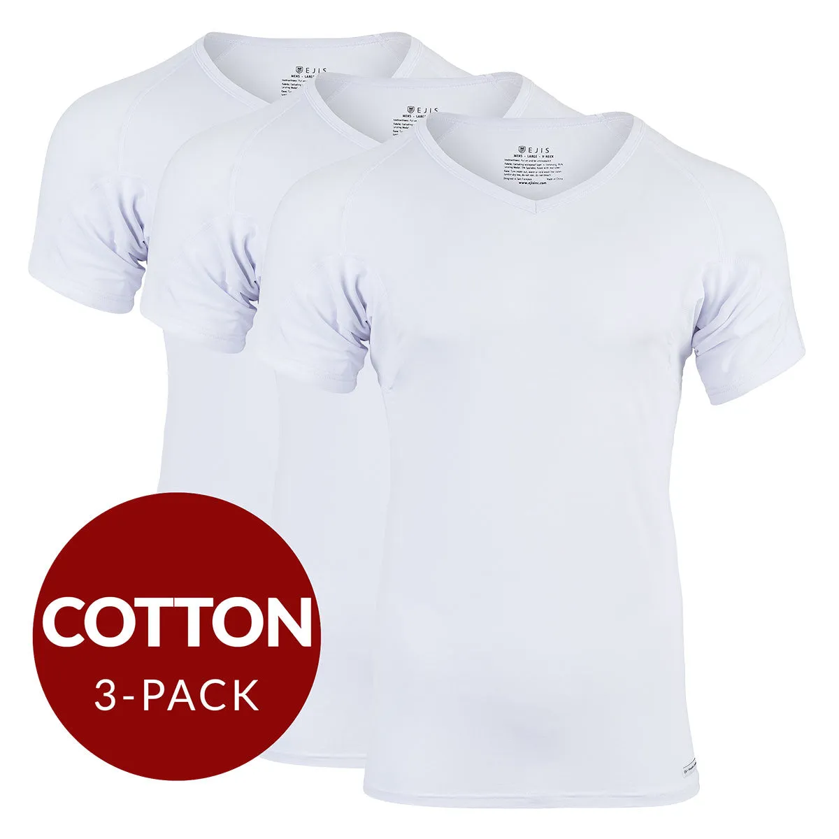 V-Neck Cotton Sweat Proof Undershirt For Men - White 3-Pack