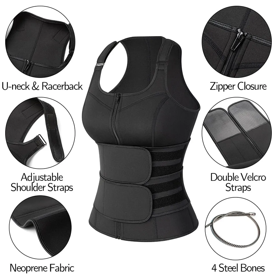 Waist Trainer Vest Corsets for Women Weight Loss Body Shaper Workout Tank Tops Shapeawear Sweat Sauna Suit Slimming Underwear