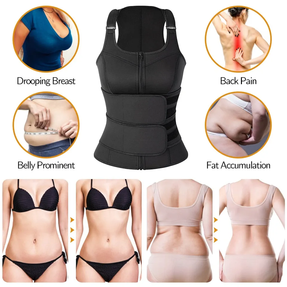 Waist Trainer Vest Corsets for Women Weight Loss Body Shaper Workout Tank Tops Shapeawear Sweat Sauna Suit Slimming Underwear