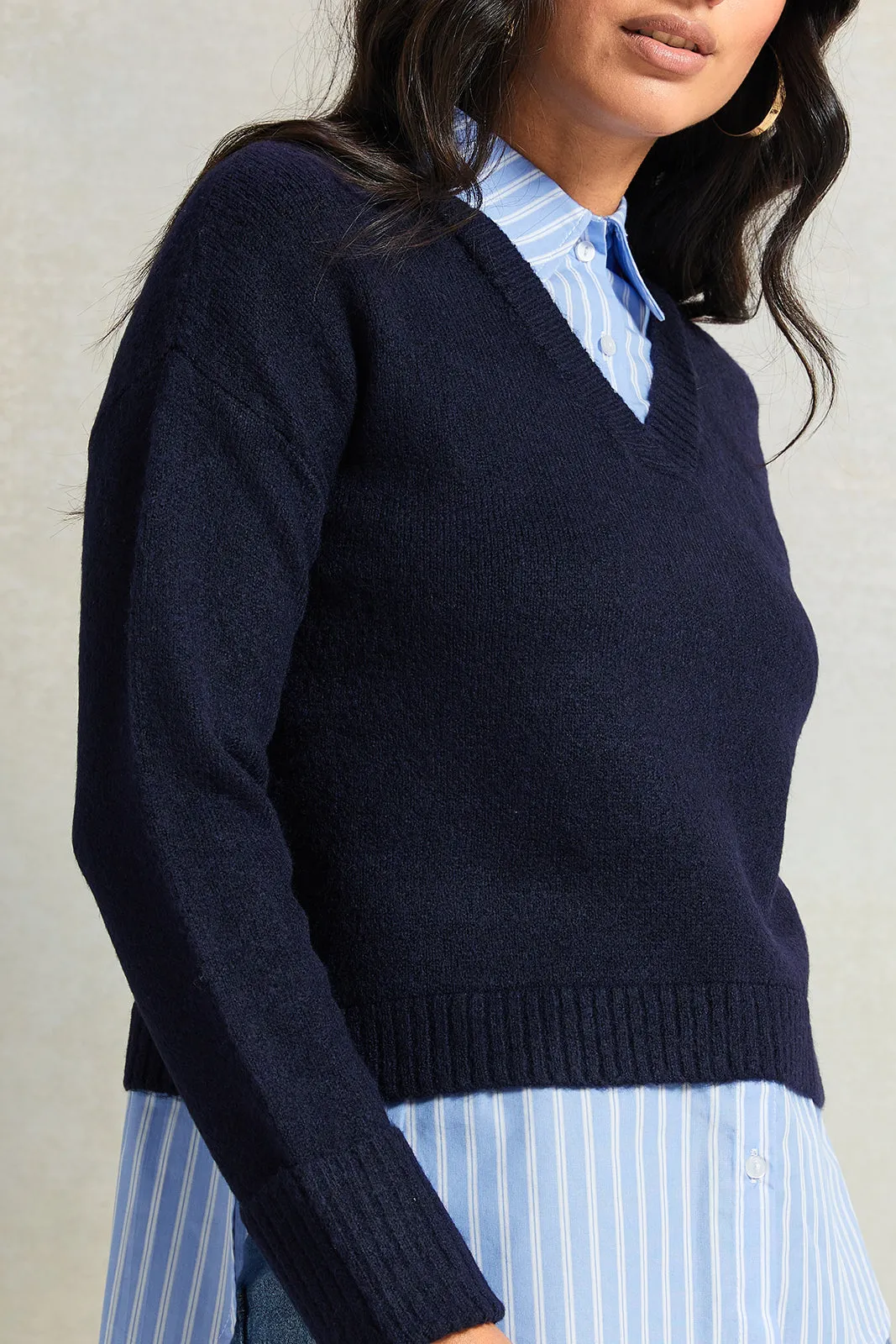 Women Navy With Blue Striped Twofer