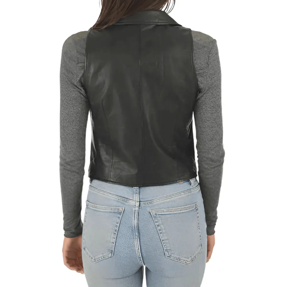 Womens Black Classic Leather Vest