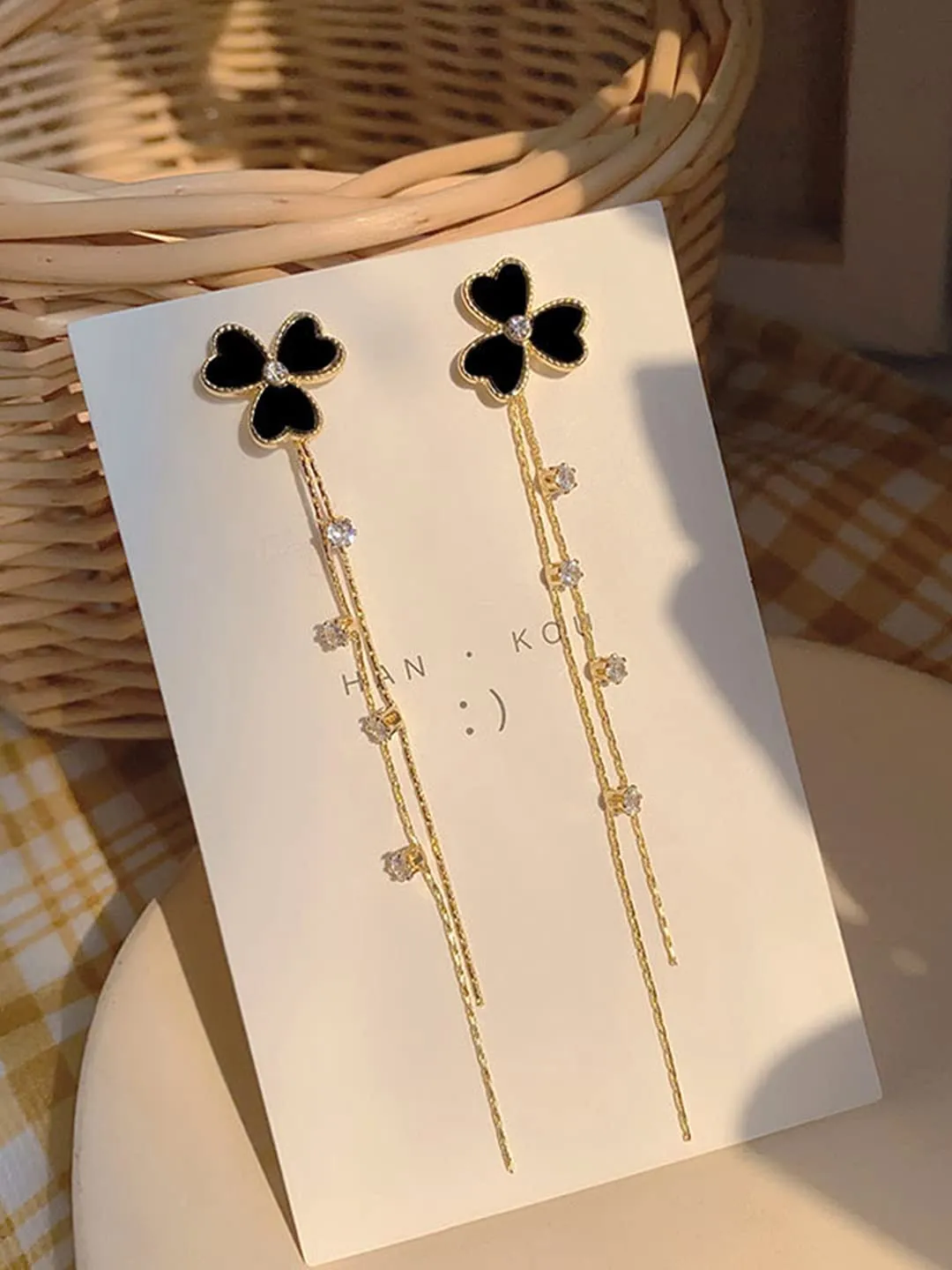 Yellow Chimes Earrings For Women Gold Tone Hearts Hanging Pearl and Stone Attached Long Chain Drop Dangler Earrings For Women and Girls