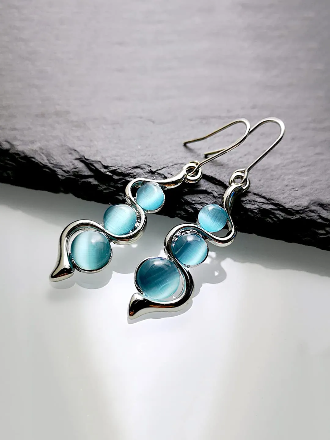 Yellow Chimes Earrings For Women Silver Toned Blue Stone Beaded Snake Design Drop Earring For Women and Girls